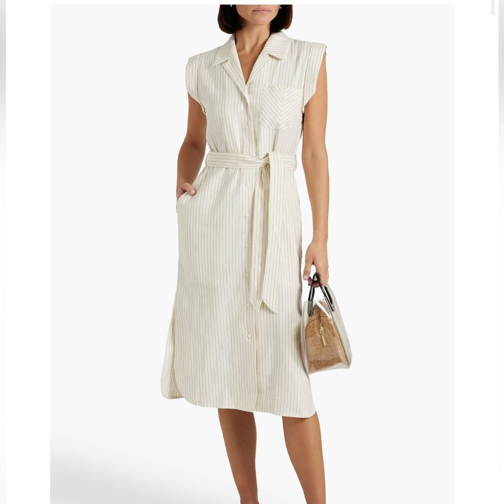 rag & bone Cream Striped Midi Shirt Dress
